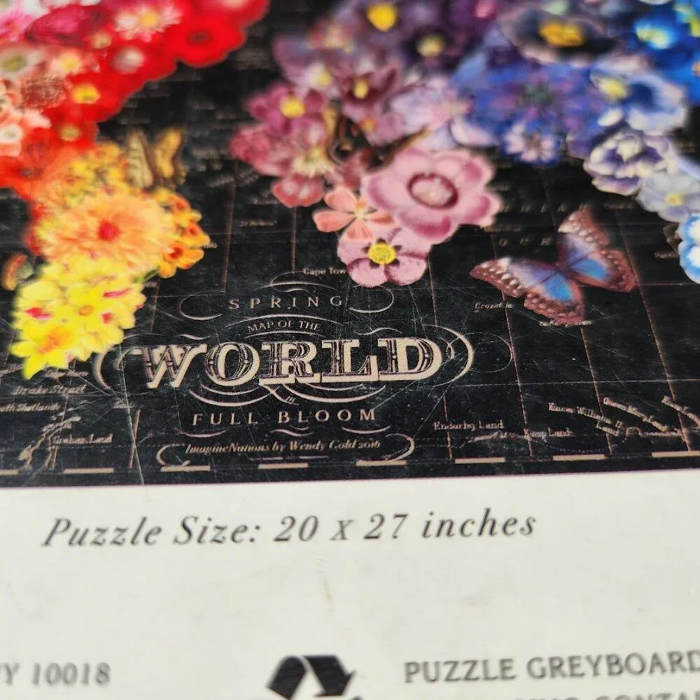 Galison Full Bloom World Map Jigsaw Puzzle 1000 Piece Flowers Spring Art Deco Fi